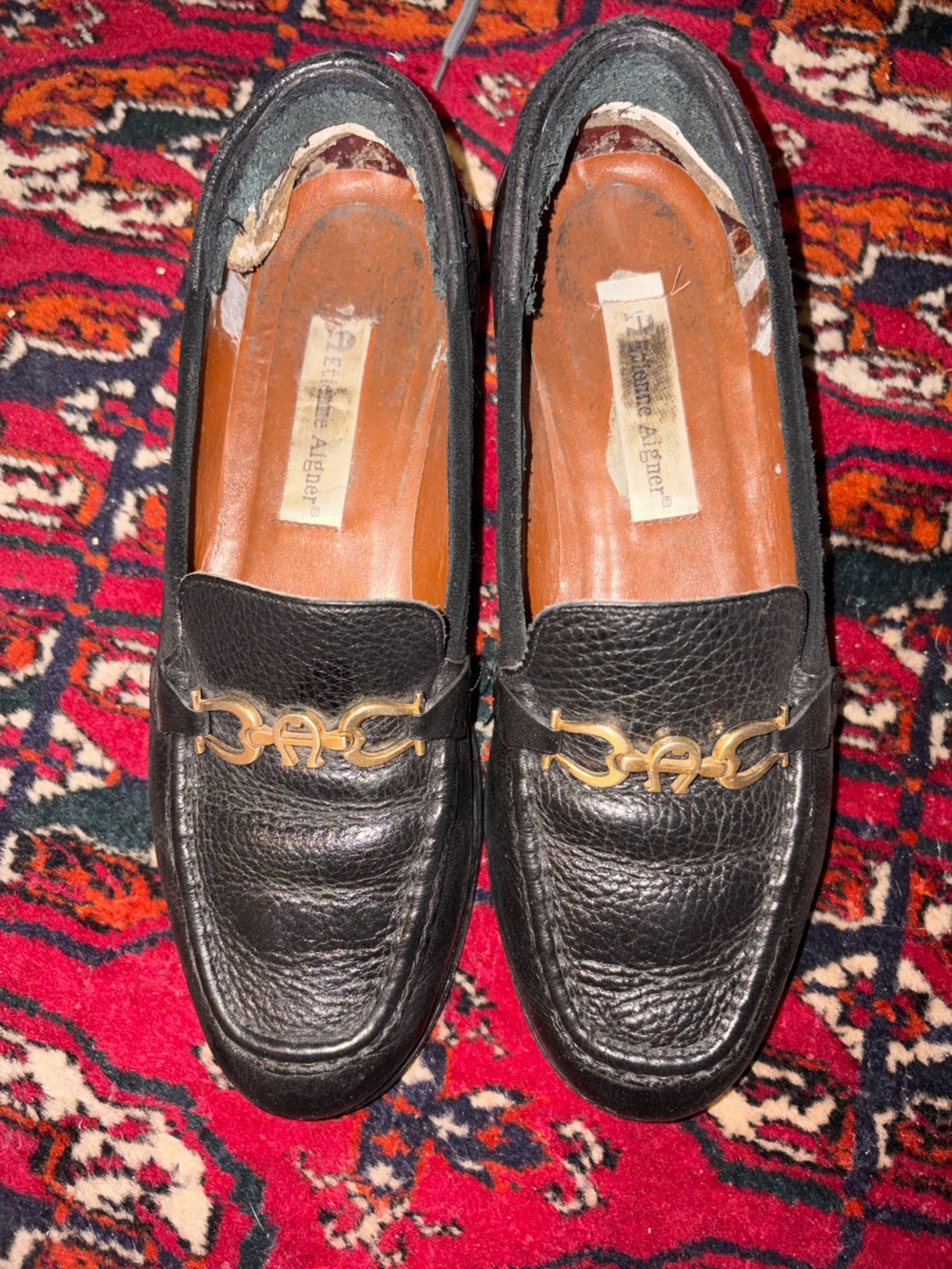Etienne Aigner Women's Black Leather Bit Loafers